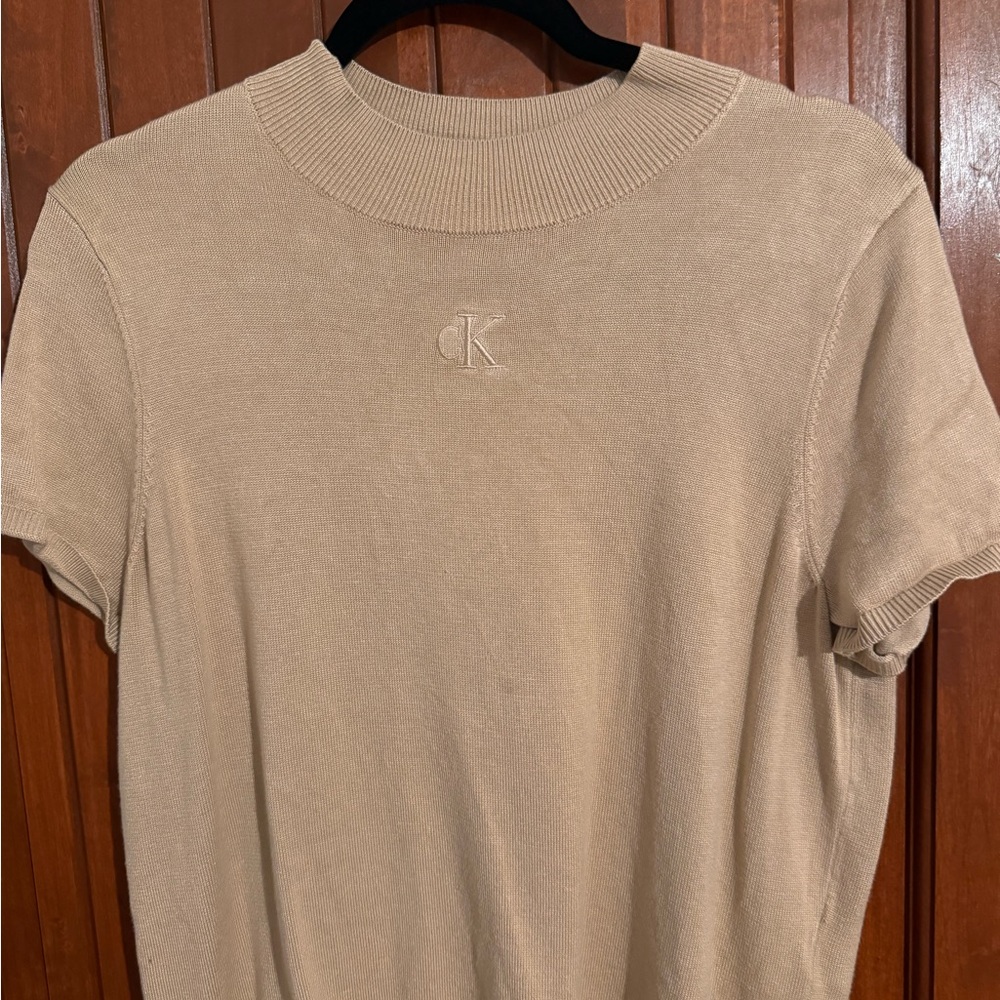 Calvin Klein Beige Short Sleeve Sweater